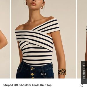Commense size medium striped off shoulder top